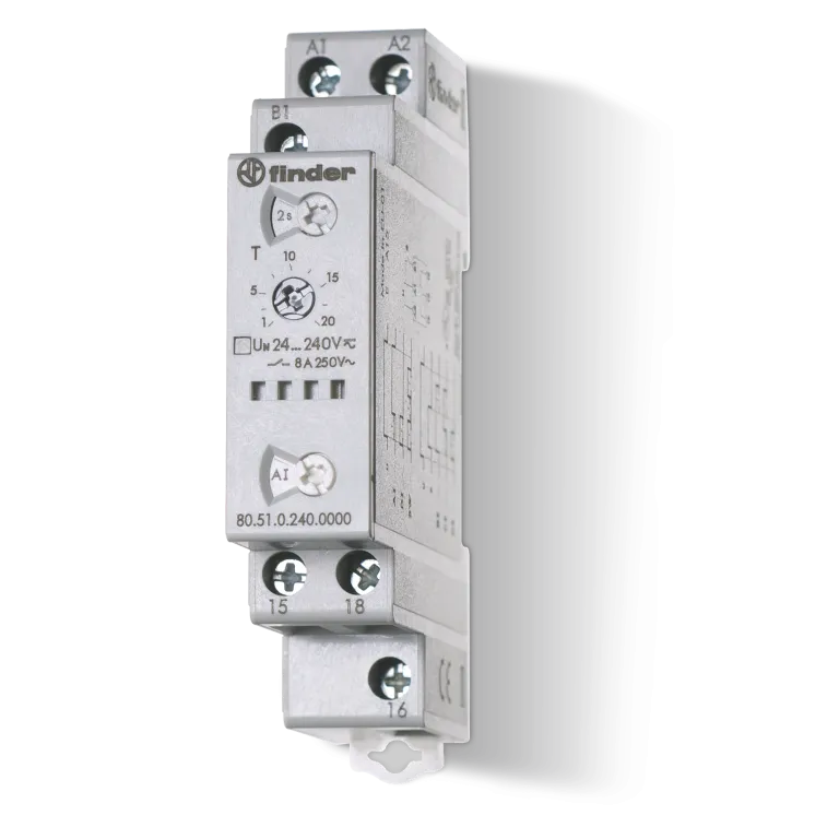 80.51.0.240.0000 Temporizador Multitensión/Función Finder 16A 24...240V AC/DC
